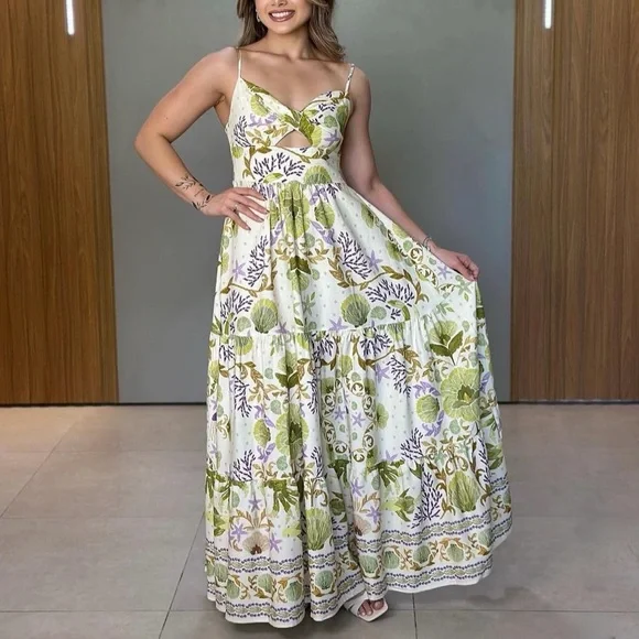 FARM Rio Atalaia Floral Long Dress Size L - Picture 4 of 11